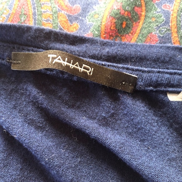 Pullover Blue Sheer Medium Boat Neck Three Quarter Sleeves TAHARI - Picture 2 of 7